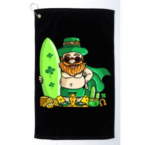 Leprechaun Surfing Hawaiian Summer St Patty's Day Cool Gift Platinum Collection Golf Towel