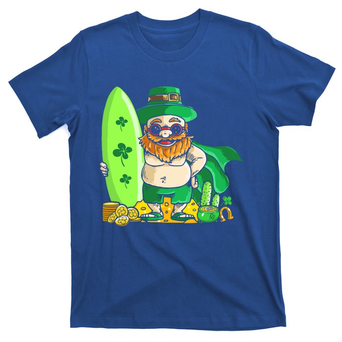 Leprechaun Surfing Hawaiian Summer St Patty's Day Cool Gift T-Shirt