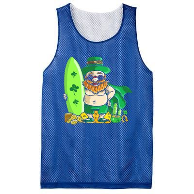 Leprechaun Surfing Hawaiian Summer St Patty's Day Cool Gift Mesh Reversible Basketball Jersey Tank