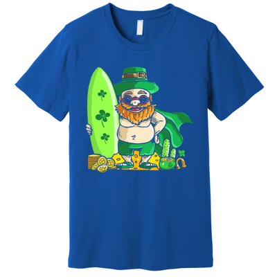 Leprechaun Surfing Hawaiian Summer St Patty's Day Cool Gift Premium T-Shirt