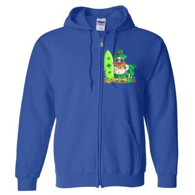 Leprechaun Surfing Hawaiian Summer St Patty's Day Cool Gift Full Zip Hoodie