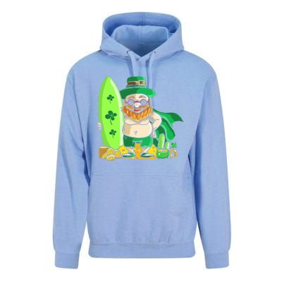 Leprechaun Surfing Hawaiian Summer St Patty's Day Cool Gift Unisex Surf Hoodie