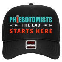 Lab Starts Here Phlebotomist Apparel Phlebotomy Novelty High Crown Mesh Back Trucker Hat