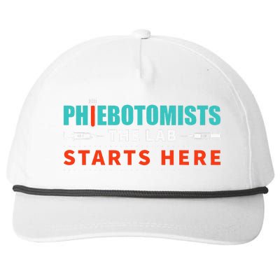 Lab Starts Here Phlebotomist Apparel Phlebotomy Novelty Snapback Five-Panel Rope Hat