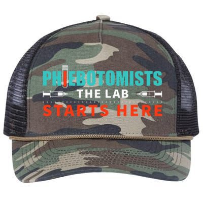 Lab Starts Here Phlebotomist Apparel Phlebotomy Novelty Retro Rope Trucker Hat Cap