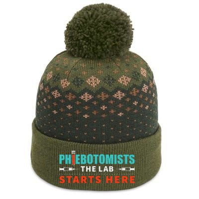 Lab Starts Here Phlebotomist Apparel Phlebotomy Novelty The Baniff Cuffed Pom Beanie