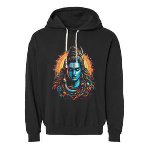 Lord Shiva Hindu God Mahadeva Trident Hinduism Devotee Garment-Dyed Fleece Hoodie