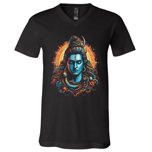 Lord Shiva Hindu God Mahadeva Trident Hinduism Devotee V-Neck T-Shirt