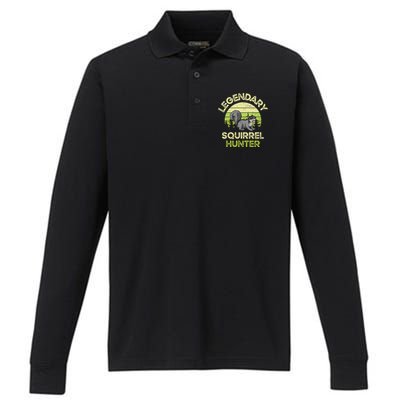 Legendary Squirrel Hunter Gift Performance Long Sleeve Polo