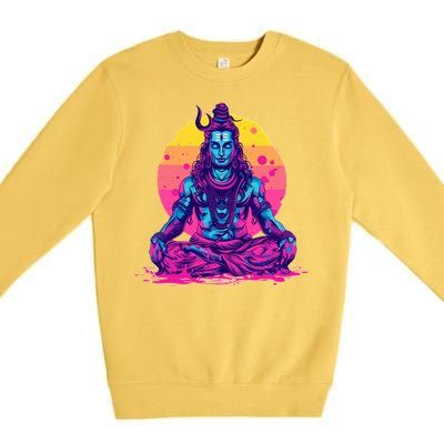 Lord Shiva Hindu God Worshipping Great Gift Premium Crewneck Sweatshirt