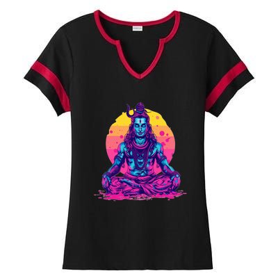 Lord Shiva Hindu God Worshipping Great Gift Ladies Halftime Notch Neck Tee