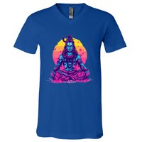 Lord Shiva Hindu God Worshipping Great Gift V-Neck T-Shirt