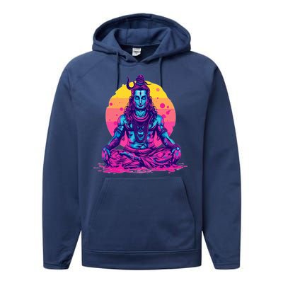 Lord Shiva Hindu God Worshipping Great Gift Performance Fleece Hoodie