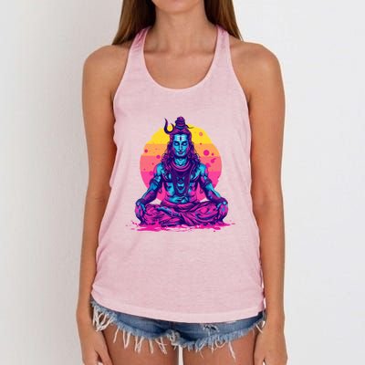 Lord Shiva Hindu God Worshipping Great Gift Women's Knotted Racerback Tank