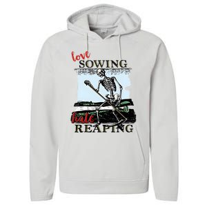 Love Sowing Hate Reaping Skeleton Performance Fleece Hoodie