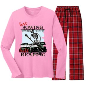 Love Sowing Hate Reaping Skeleton Women's Long Sleeve Flannel Pajama Set 