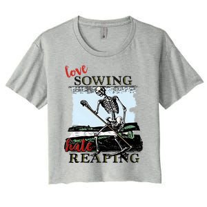 Love Sowing Hate Reaping Skeleton Women's Crop Top Tee