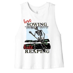 Love Sowing Hate Reaping Skeleton Women's Racerback Cropped Tank