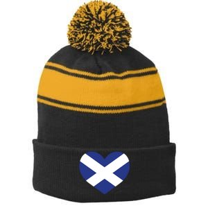 Ladies Scotland Heart Flag Scotland Stripe Pom Pom Beanie