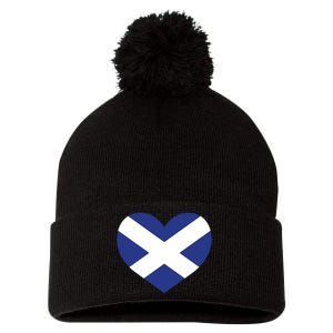 Ladies Scotland Heart Flag Scotland Pom Pom 12in Knit Beanie