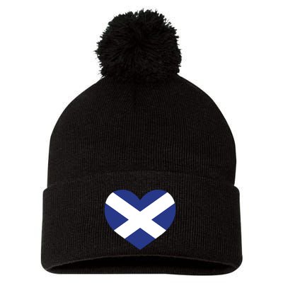 Ladies Scotland Heart Flag Scotland Pom Pom 12in Knit Beanie