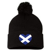 Ladies Scotland Heart Flag Scotland Pom Pom 12in Knit Beanie