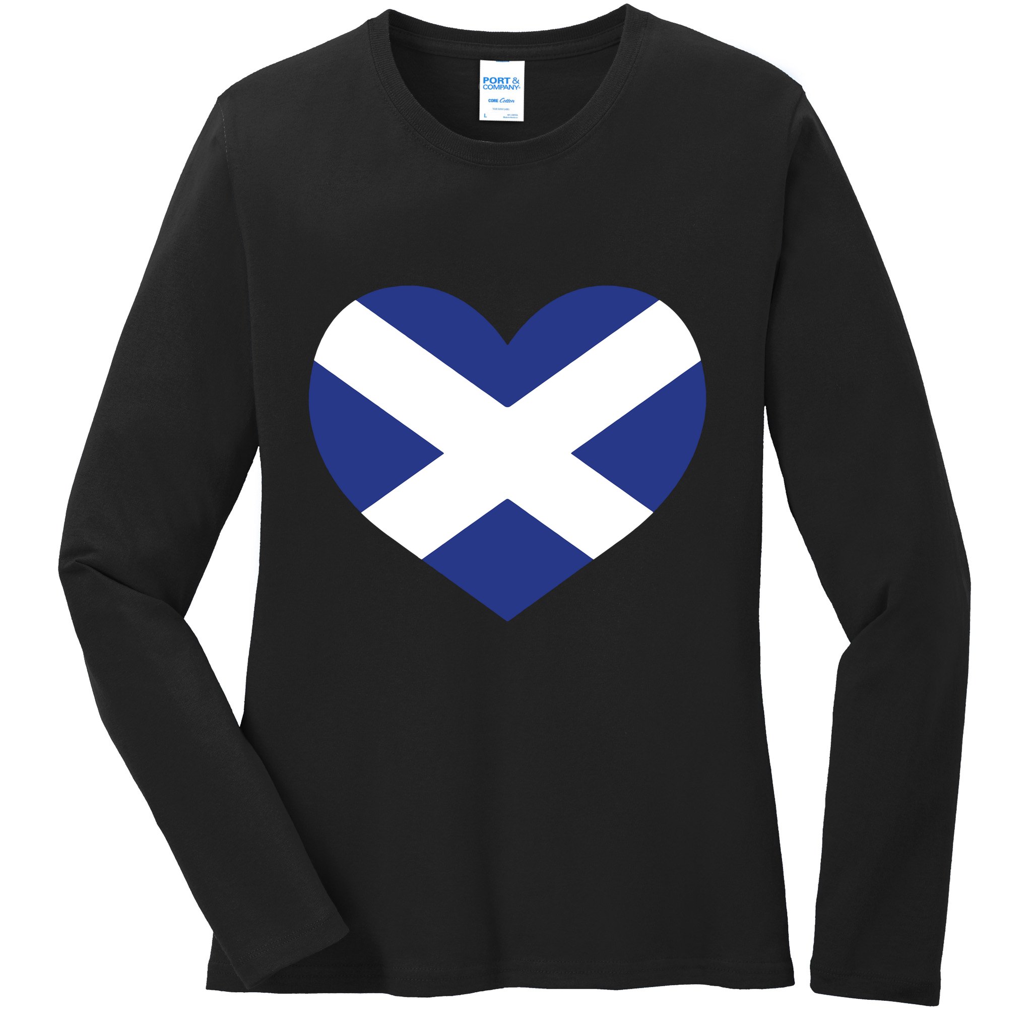 Ladies Scotland Heart Flag Scotland Ladies Long Sleeve Shirt