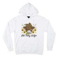 Leopard Sunflower Highland Cow Not Today Heifer Western Hoodie