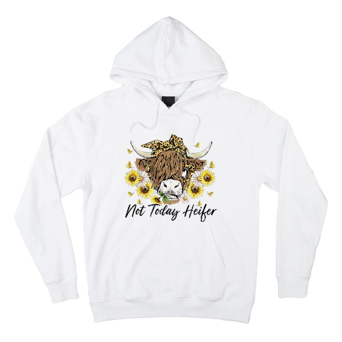 Leopard Sunflower Highland Cow Not Today Heifer Western Hoodie