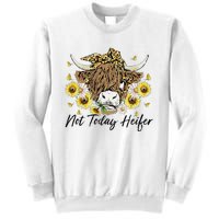 Leopard Sunflower Highland Cow Not Today Heifer Western Sweatshirt