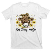 Leopard Sunflower Highland Cow Not Today Heifer Western T-Shirt