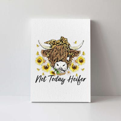 Leopard Sunflower Highland Cow Not Today Heifer Western Canvas