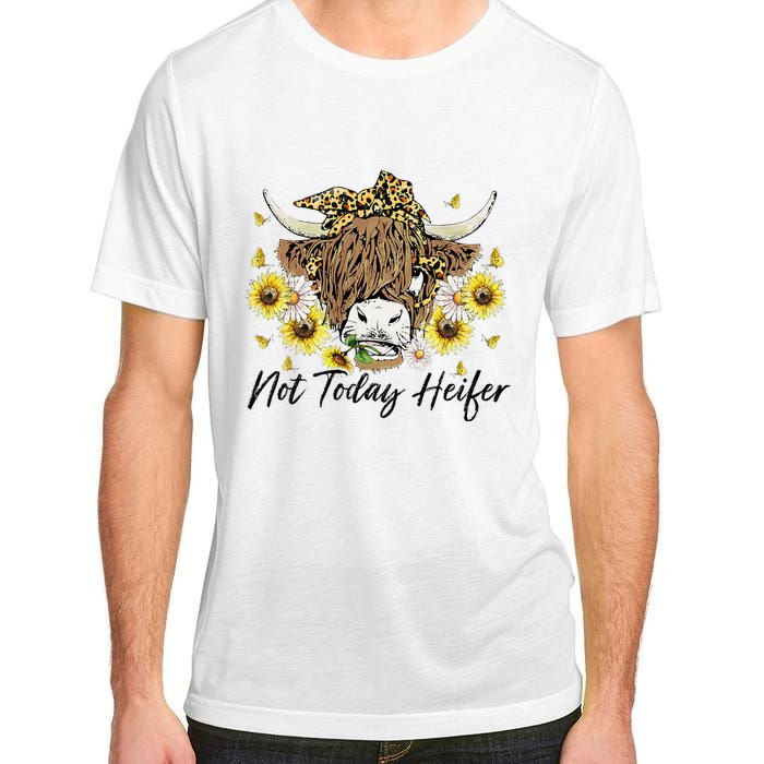 Leopard Sunflower Highland Cow Not Today Heifer Western Adult ChromaSoft Performance T-Shirt