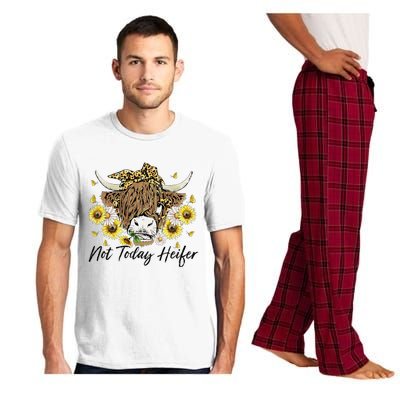 Leopard Sunflower Highland Cow Not Today Heifer Western Pajama Set