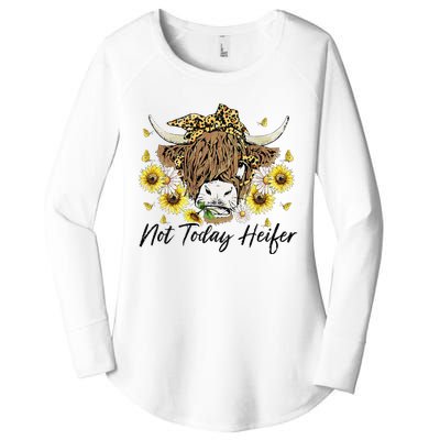 Leopard Sunflower Highland Cow Not Today Heifer Western Women's Perfect Tri Tunic Long Sleeve Shirt