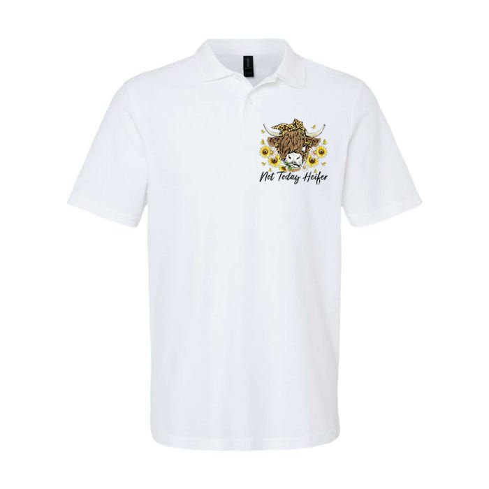 Leopard Sunflower Highland Cow Not Today Heifer Western Softstyle Adult Sport Polo