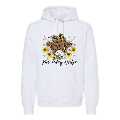 Leopard Sunflower Highland Cow Not Today Heifer Western Premium Hoodie