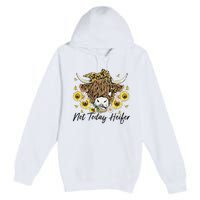 Leopard Sunflower Highland Cow Not Today Heifer Western Premium Pullover Hoodie