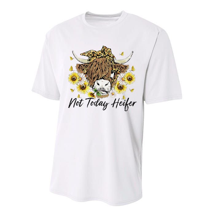 Leopard Sunflower Highland Cow Not Today Heifer Western Performance Sprint T-Shirt