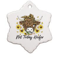 Leopard Sunflower Highland Cow Not Today Heifer Western Ceramic Star Ornament