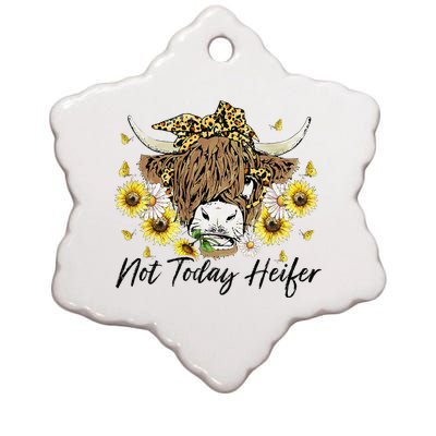 Leopard Sunflower Highland Cow Not Today Heifer Western Ceramic Star Ornament