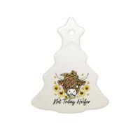 Leopard Sunflower Highland Cow Not Today Heifer Western Ceramic Tree Ornament