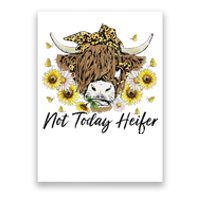 Leopard Sunflower Highland Cow Not Today Heifer Western Poster