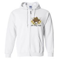 Leopard Sunflower Highland Cow Not Today Heifer Western Full Zip Hoodie