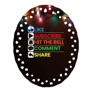 Like Subscribe Hit The Bell Comment Share Livestreaming Ceramic Oval Ornament