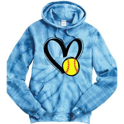 Love Softball Heart Tie Dye Hoodie