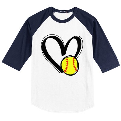 Love Softball Heart Baseball Sleeve Shirt