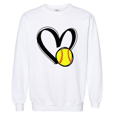 Love Softball Heart Garment-Dyed Sweatshirt