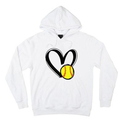 Love Softball Heart Hoodie