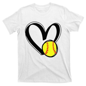 Love Softball Heart T-Shirt